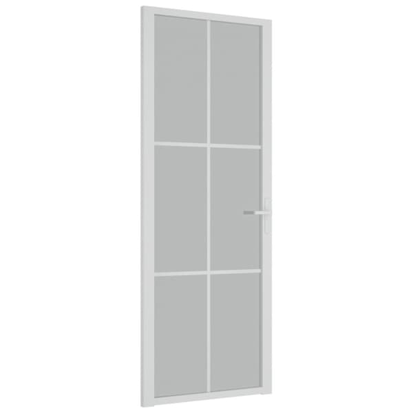 Innerdörr 76x201,5 cm vit matt glas och aluminium