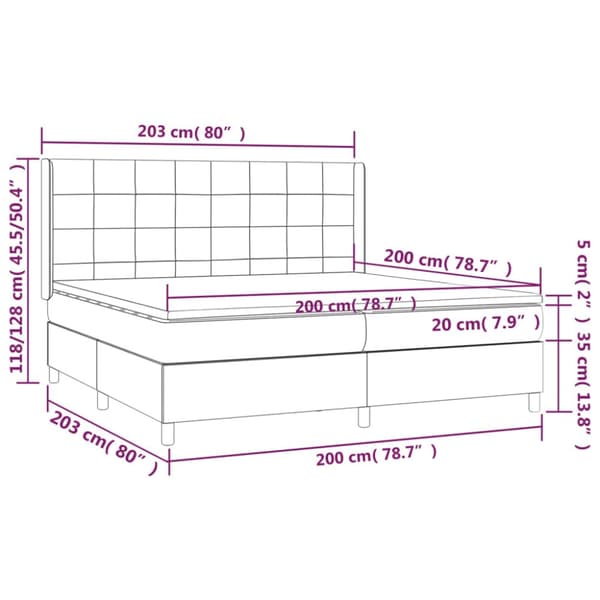 Ramsäng med madrass ljusgrå 200x200 cm tyg