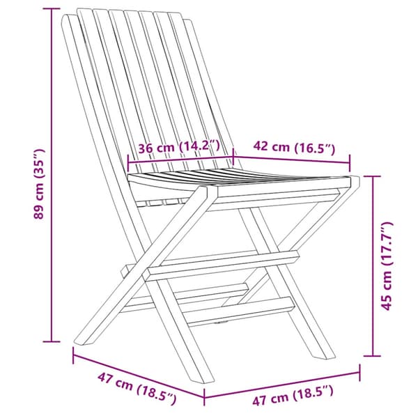 Hopfällbara trädgårdsstolar 4 st 47x47x89 cm massiv teak