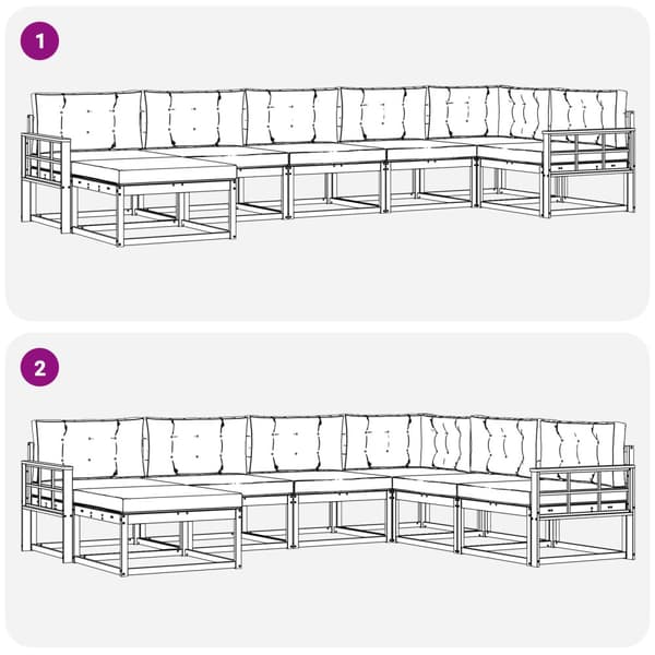 Utomhussoffset med kudde 7 pcs Vit och antracit