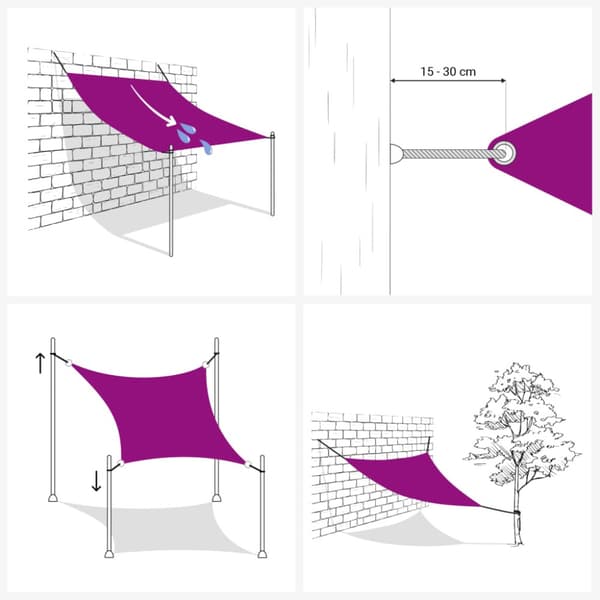Solsegel ljusgrå 6x4 m 100% polyesteroxford