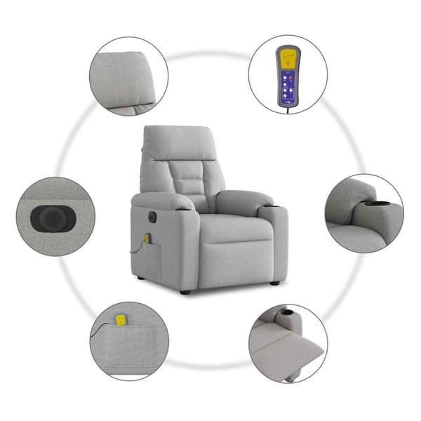 Elektrisk massagefåtölj molngrå tyg