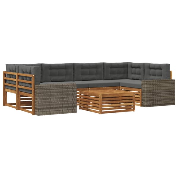 Utomhussoffset med kudde 7 pcs Naturlig och Antracit Polyester