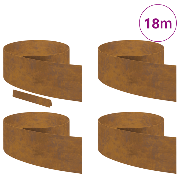 Kant för gräsmatta 4 pcs Rostig 450 x 0,05 x 25 cm