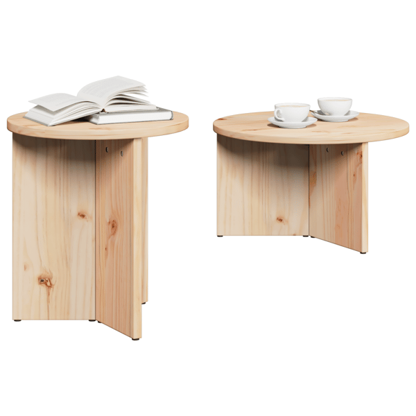 Kaffeebord 2 pcs Naturfärg Massivt tallträ