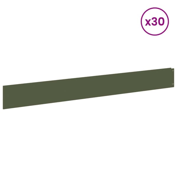 Kant för gräsmatta 30 pcs 100 x 12 cm Stål Olivgrön