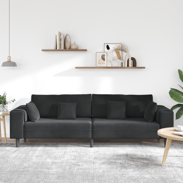 Soffa Svart 250 x 77 x 76 cm Sammet