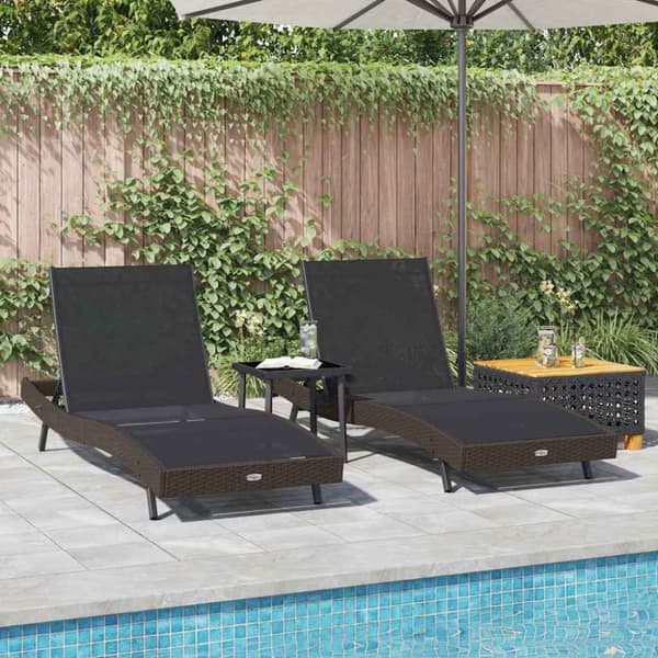 Solstol 3 pcs Brun 197 x 70 x 82 cm konstrotting
