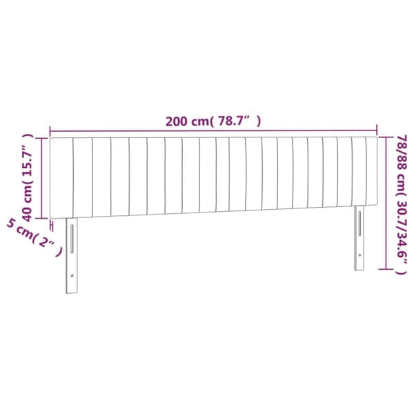 Sänggavel LED mörkgrå 200x5x78/88 cm sammet
