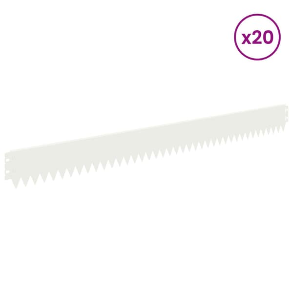 Kant för gräsmatta 20 pcs 103 x 10 cm Stål Vit