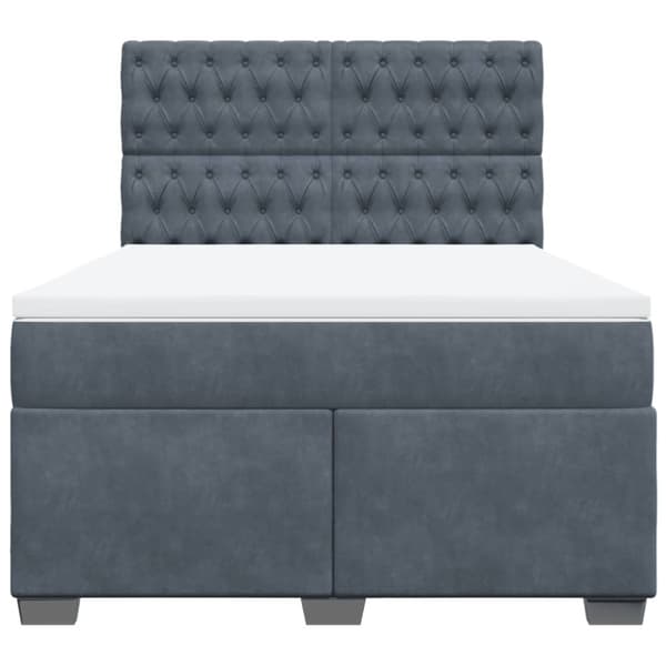 Ramsäng med madrass mörkgrå 140x190 cm sammet