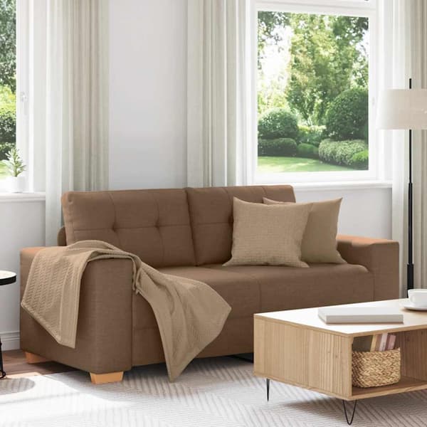Tvåsitssoffa brun 180x77x82 cm tyg