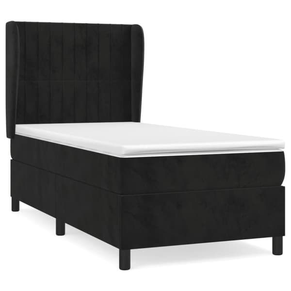 Ramsäng med madrass svart 90x200 cm sammet