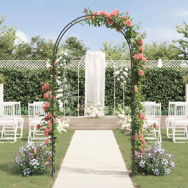 Trädgårdsbåge Blommor Svart 115 x 37 x 231 cm