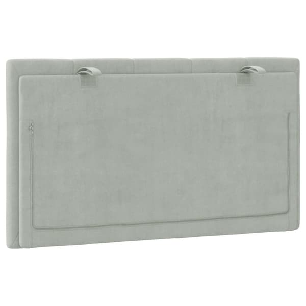 Headboard Cushion "Hanko" Light Grey 90 cm Velvet
