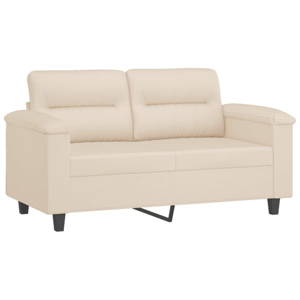 Soffgrupp med kuddar 2 delar beige mikrofibertyg