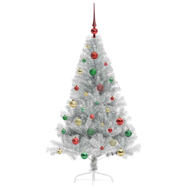 Konstgjord Förbelyst Julgran Silver 150 cm PET