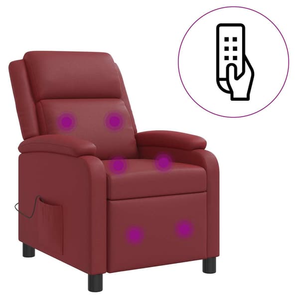 Massagefåtölj Vinröd Konstläder