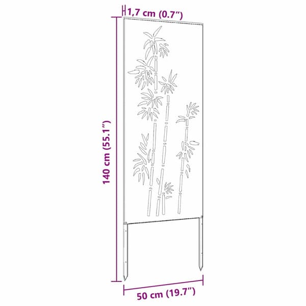 Trädgårds integritetsskärm Blommor Rostig 50 x 140 cm