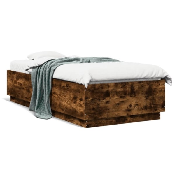 Sängram rökfärgad ek 90x200 cm konstruerad trä