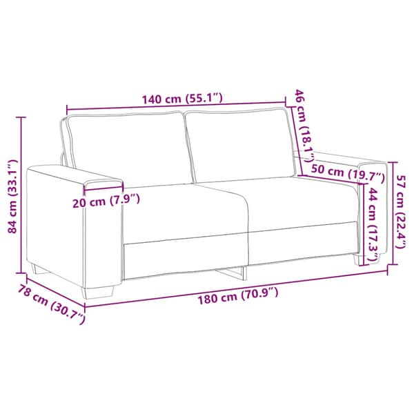 2-sitssoffa linne 180x78x84 cm