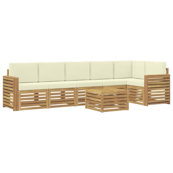 Utomhussoffset 7 pcs Vit och grädde 59 x 59 x 37 cm Polyester