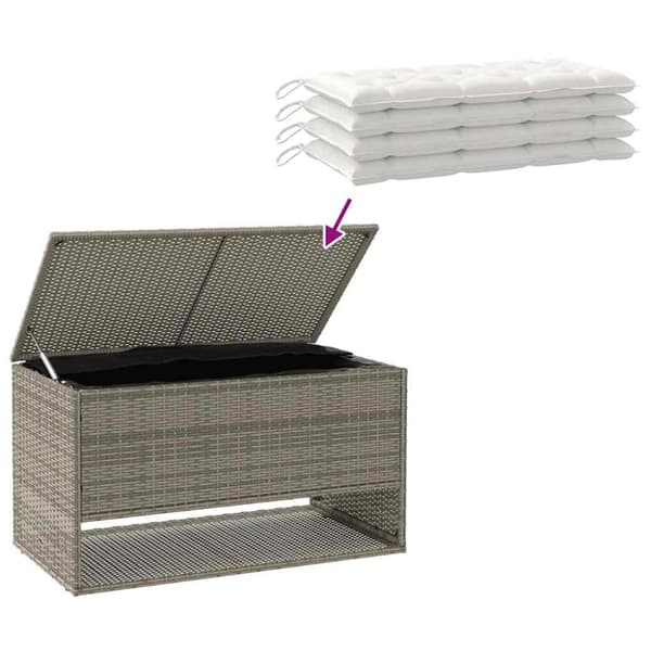 Kuddlåda för utomhusbruk grå 100x55x55,5 cm konstrotting