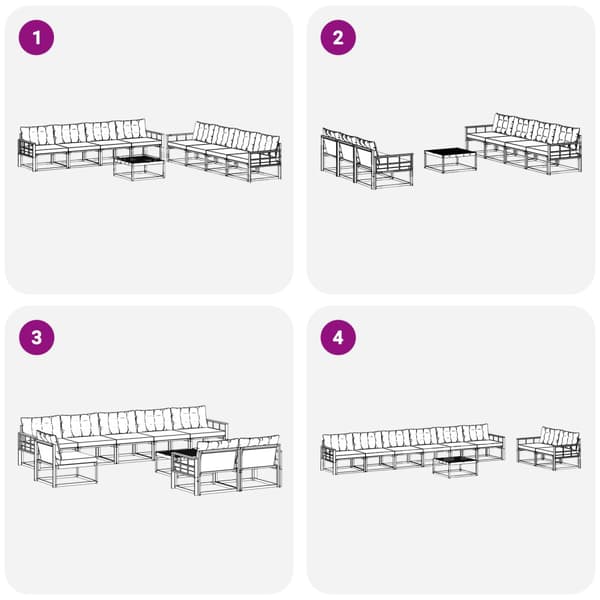 Utomhussoffset 9 pcs Vit och ljusgrå 79 x 79 x 37 cm