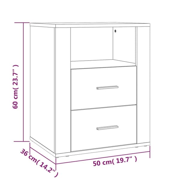 Sängbord vit 50x36x60 cm konstruerat trä