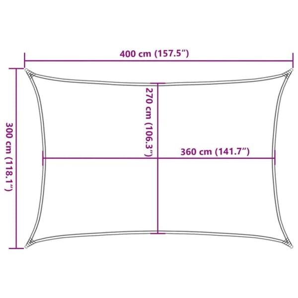 Solsegel 160 g/m² rektangulär sand 3x4 m HDPE