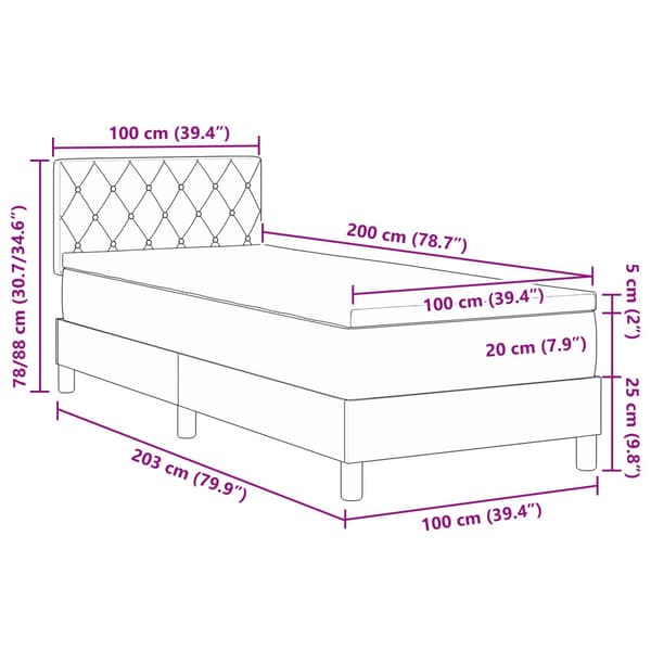 Bäddfjäder med madrass Ljusgrå 100 x 200 cm Sammet