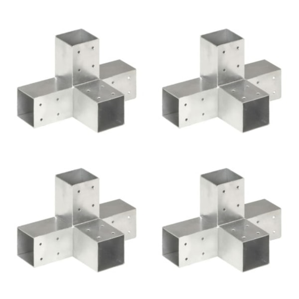 Stolpbeslag 4 st X-form galvaniserad metall 71x71 mm