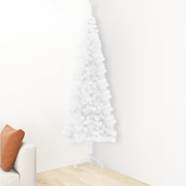 Smal halv plastgran med stativ vit 150 cm