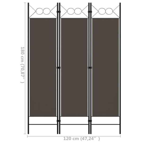 Rumsavdelare 3 paneler antracit 120x180 cm