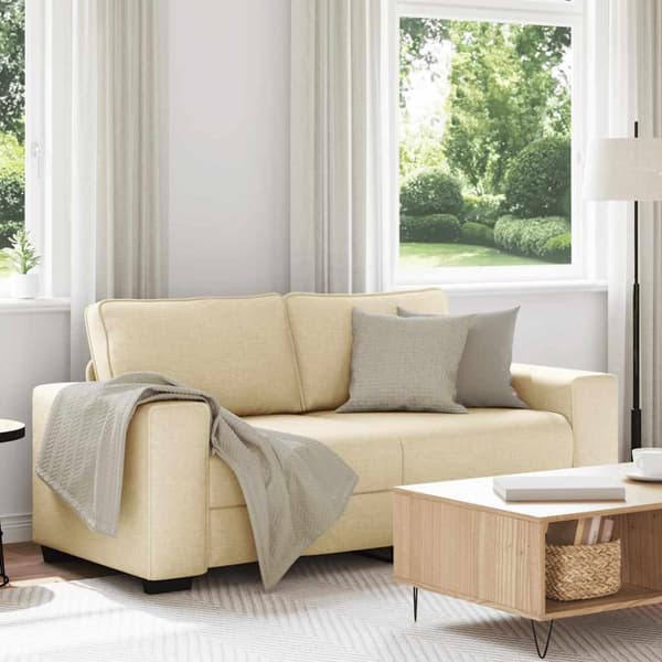2-sitssoffa krämfärgad 180x77x82 cm tyg