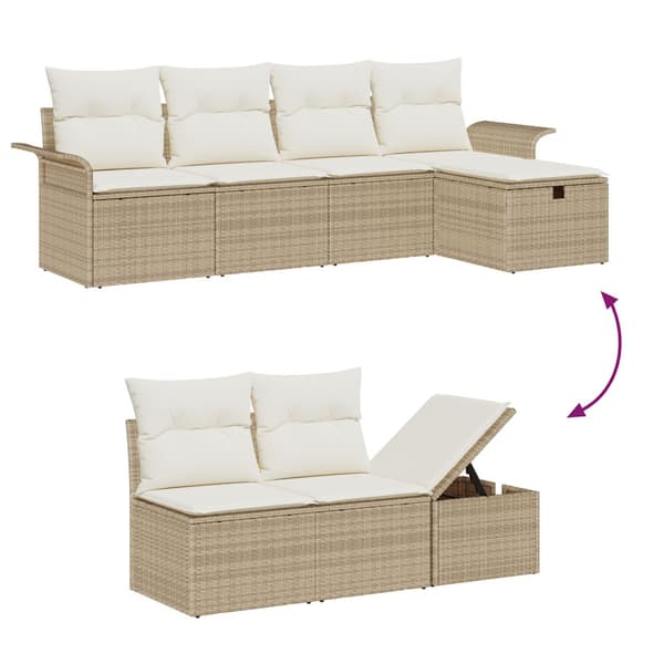 Trädgårdsoffset 6 st Beige och gräddfärgad konstrotting