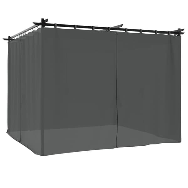 Paviljong med draperi antracit 3x3 m stål