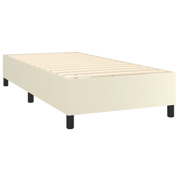 Ramsäng med madrass gräddvit 90x190cm konstläder