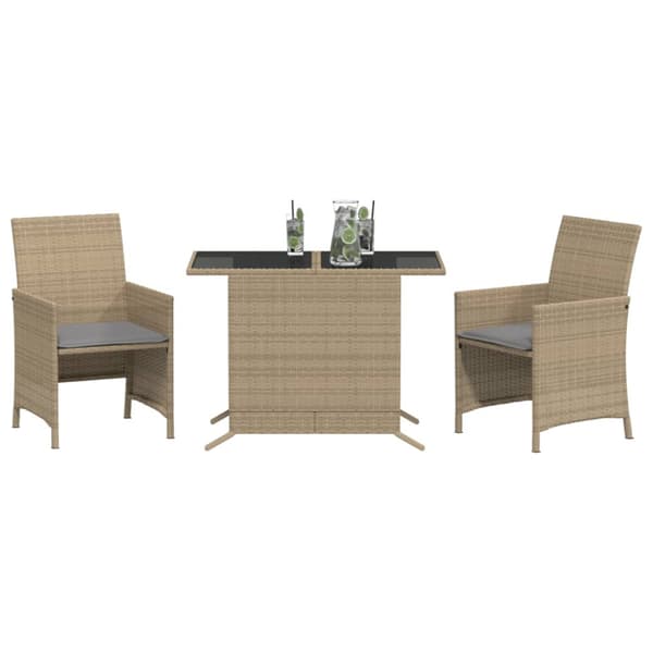Bistrogrupp med dynor 3 delar mixbeige konstrotting