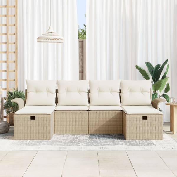 Trädgårdsoffset 6 st Beige och gräddfärgad konstrotting