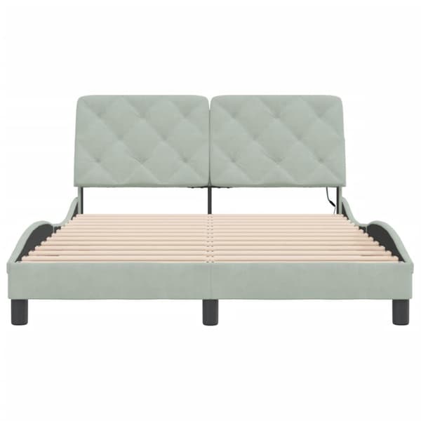 Bed Frame with LED without Mattress Light Grey 120x200 cm Velvet