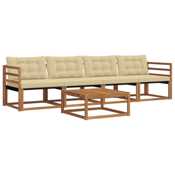 Utomhussoffset med kudde 5 pcs Naturlig och Beige