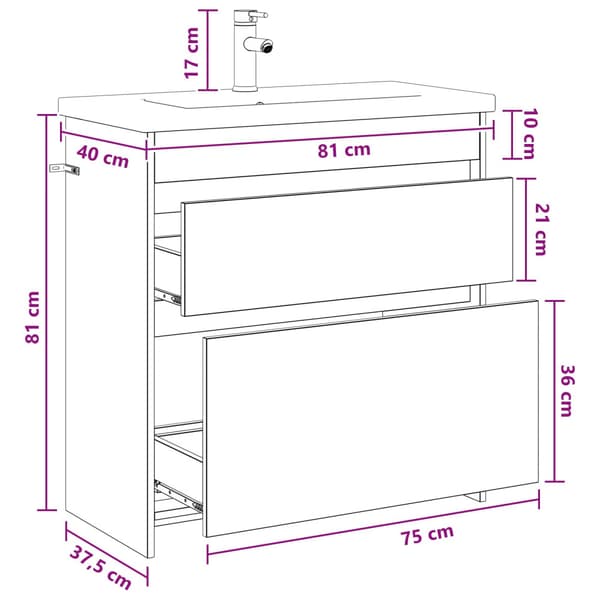 Badrumsmöbelset Rökt ek 81 x 40 x 84,5 cm Konstruerat trä
