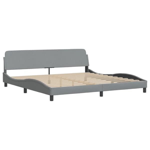 Bed Frame with LED without Mattress "Hvar" Light Grey 200x200 cm Fabric