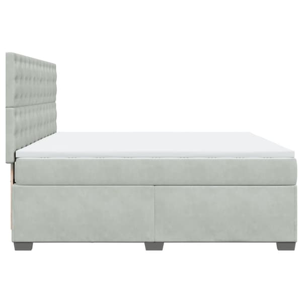 Ramsäng med madrass ljusgrå 200x200 cm sammet