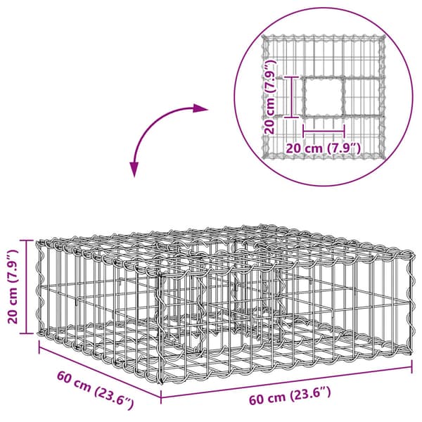 Gabion upphöjd säng Silver