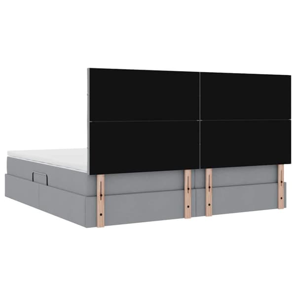 Förvaringssäng med madrass Ljusgrå 200 x 200 cm Polyester