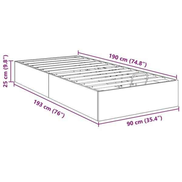 Ottoman Sängram Vit 193 x 90 x 25 cm Konstruerat trä