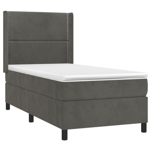 Ramsäng med madrass mörkgrå 80x200 cm sammet