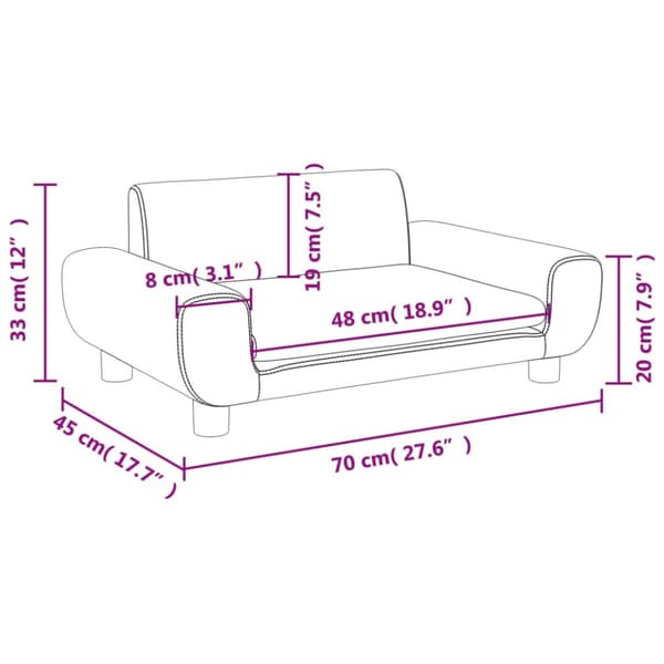 Barnsoffa gräddvit 70x45x33 cm sammet